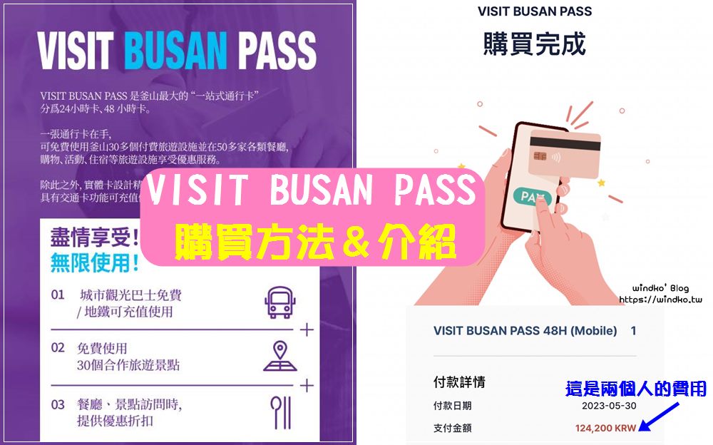 2024年釜山通行證 VISIT BUSAN PASS ，24／48小時內免費玩30個景點、任選3或5景點＋官網購買教學文