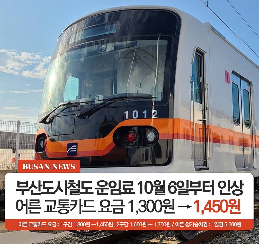 釜山地鐵與釜山公車調漲價錢！2023年10月開始的最新票價費用表